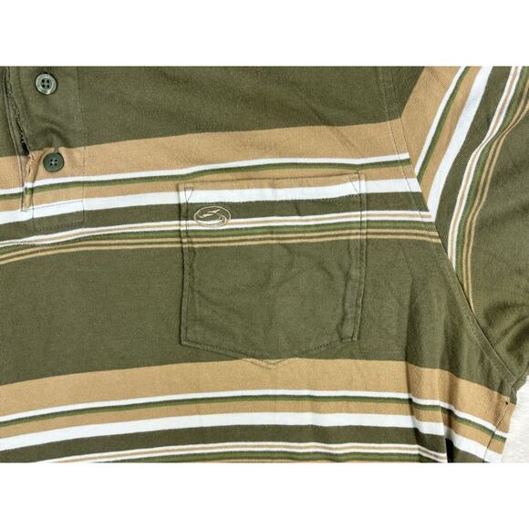 Kirra Shirt Mens Size XL Green White Striped Short Sleeve Polo Rugby Preppy Surf - Picture 6 of 8